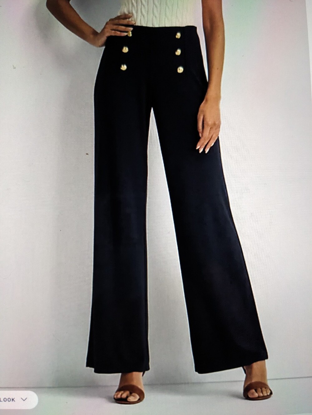 ANN TAYLOR Navy Blue Wide Leg Sailor Pants